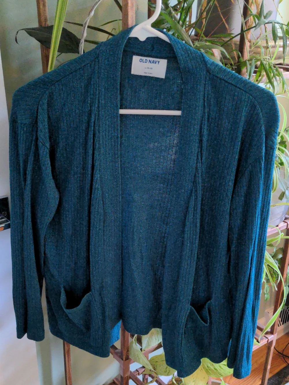 Old Navy Teal Ribbed Open-Front Juniors Cardigan